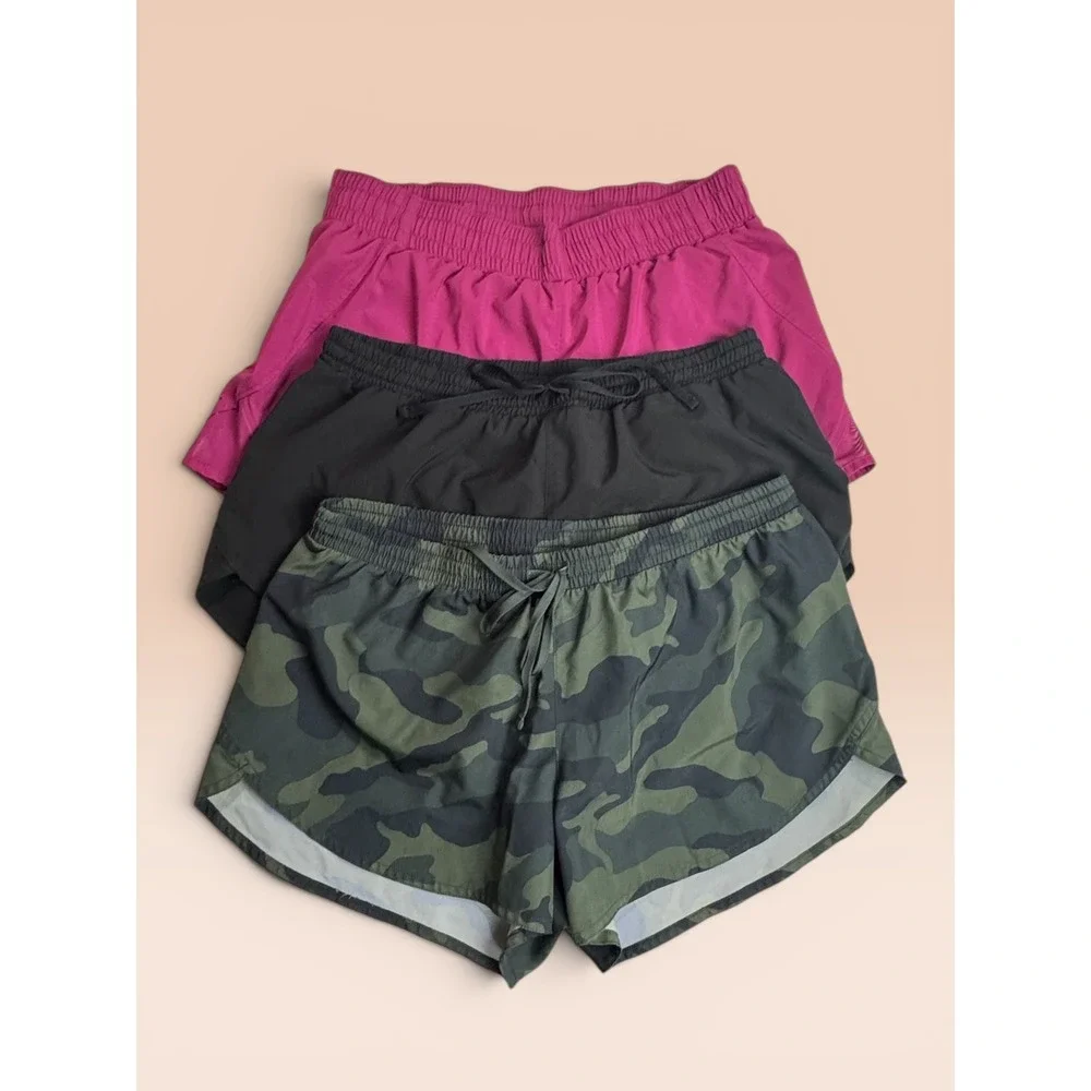 Lot of 3 All in Motion & Old Navy Active Women Shorts Medium Camo Black Fuchsia - Picture 1 of 10